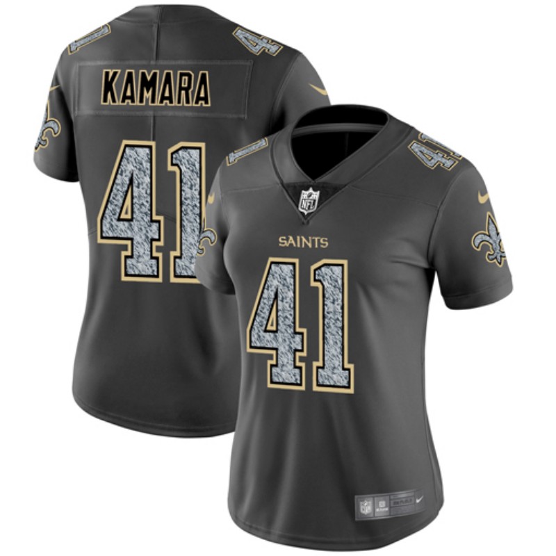 Women's New Orleans Saints #41 Alvin Kamara 2019 Gray Fashion Static Limited Stitched NFL Jersey(Run Small)